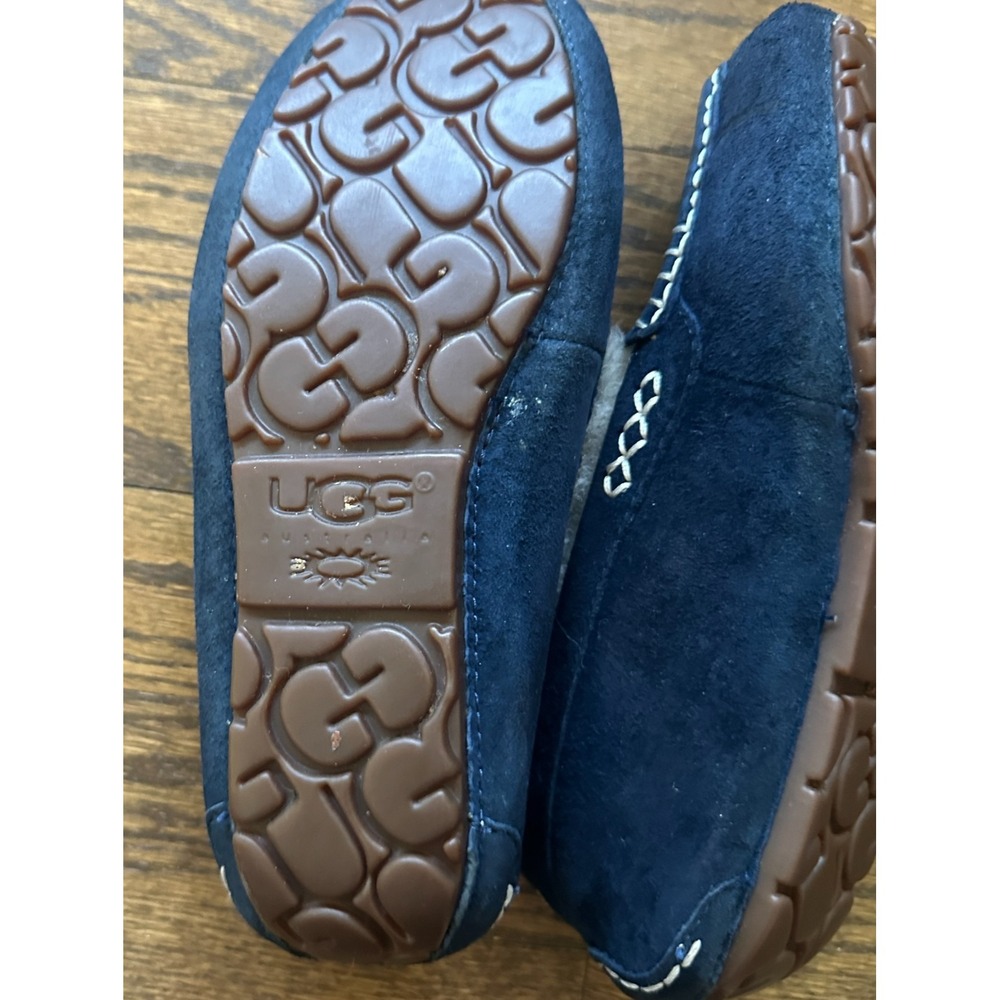 UGG Australia Slippers Navy Blue Suede Shearling Moccasin 3312 Womens Size 6 - Picture 7 of 11